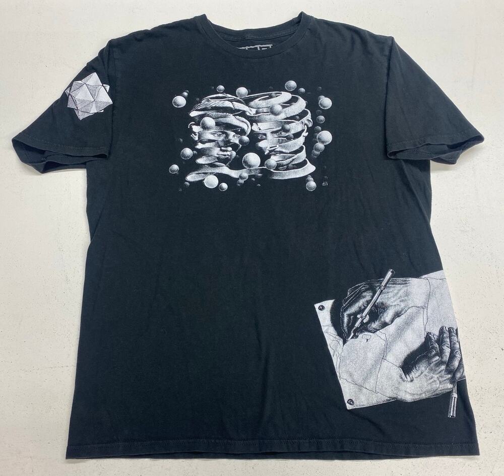 Men MCE MC Escher Bond of Union minds collage graphic t-shirt, XL